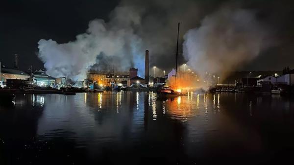 Avon Fire & Rescue Service handout photo of the blaze started by Robert Boyd-Stevenson at the Underfall Yard in Bristol