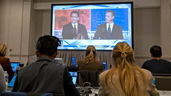 Debate watching from the press room