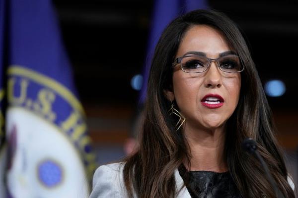 Rep. Lauren Boebert, a member of the House Freedom Caucus, speaks during a news co<em></em>nference on Capitol Hill in Washington, on July 14.