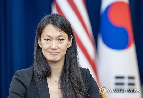 Julie Turner, U.S. special representative for North Korea's human rights, is shown in this pool photo taken Oct. 18, 2023, during a media session with Korean press at the American Diplomacy House in Yongsan, Seoul. (Yonhap)