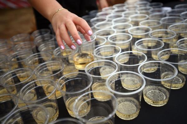 Apple cider and ginger ale are served during the Noon...