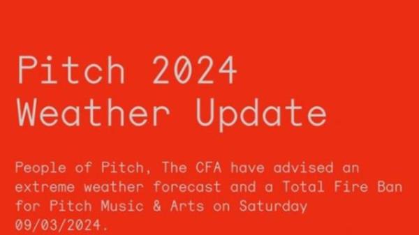 The Pitch Music Festival had previously urged ticket holders on Friday night not to go to the festival due to Victoria's heat and fire risk. Supplied