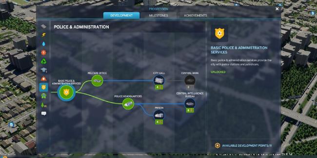 cities skylines 2 police development tree