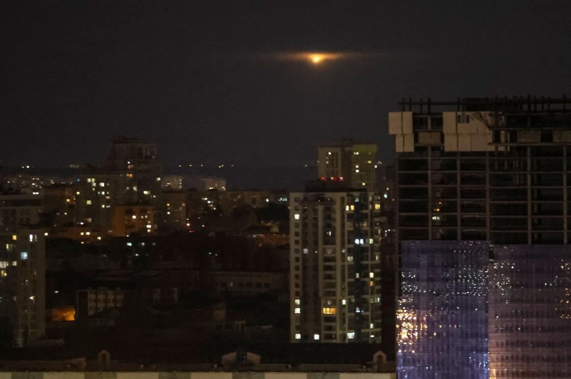 An explosion of a drone is seen in the sky over the city during a Russian drone strike, amid Russia's attack on Ukraine, Kyiv, Ukraine, Nov. 19, 2023. (Reuters Photo)