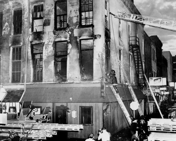 The building that housed the UpStairs Lounge, wher<em></em>e 32 people were killed in a fire. (This image has been edited to obscure several bodies.)